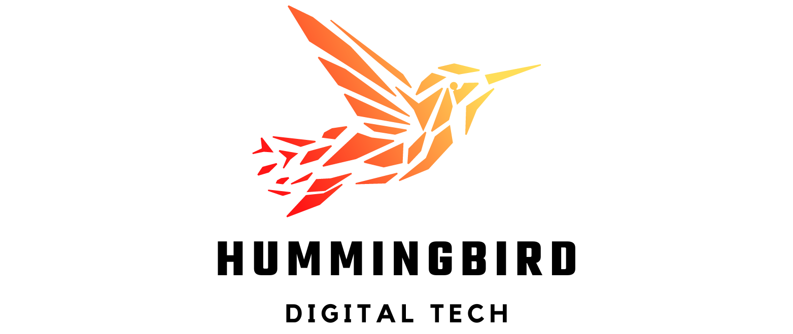 Orange Black Hummingbird Tech Digital Bird Logo